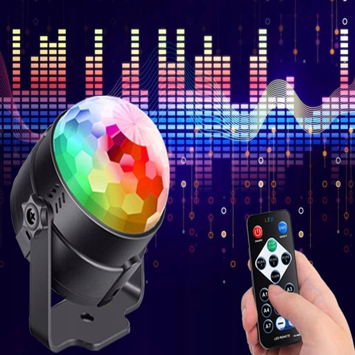 KULA DISCO PROJEKTOR RGB LED DYSKOTEKOWY REFLEKTOR NA IMPREZĘ LASER + PILOT