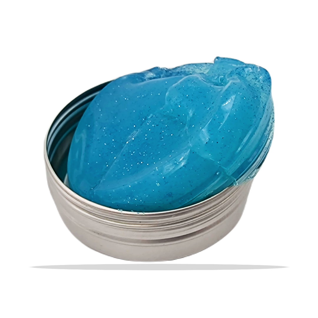 Slime z brokatem zamknięty w puszce
