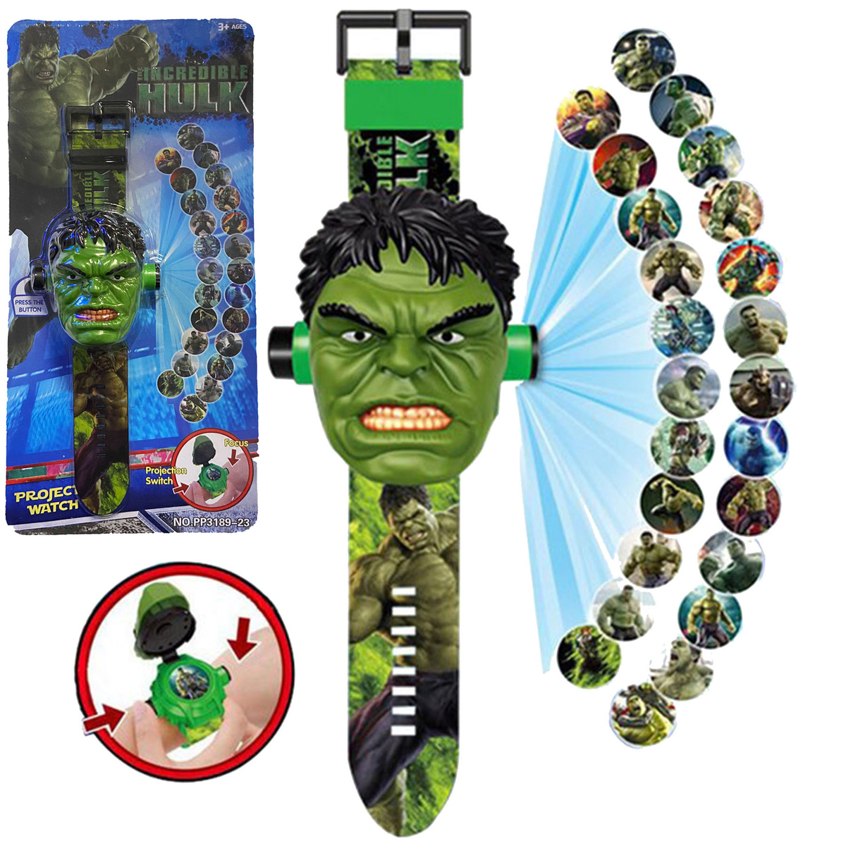 Zegarek 3D z projektorem Hulk