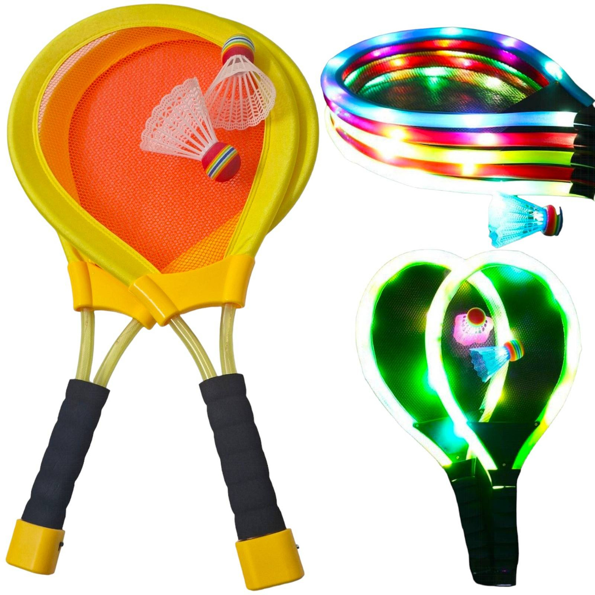 Rakiety do gry w Badmintona / tenisowe świecące LED + lotki