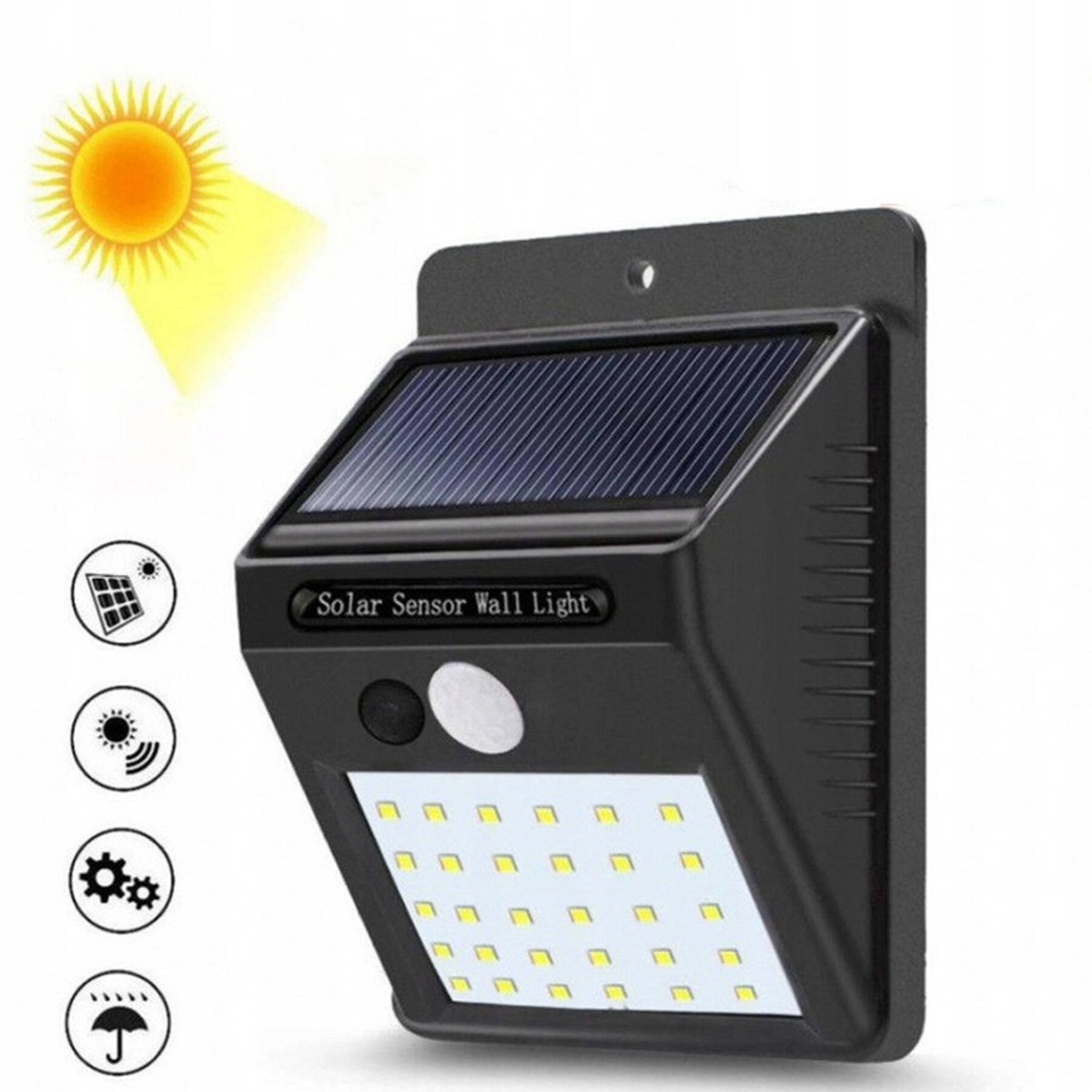 Lampa Solarna z Czujnikiem Ruchu i Zmierzchu 30LED Czujka Do Elewacji