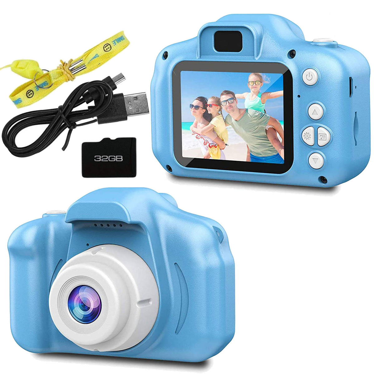 Aparat fotograficzny dla dzieci niebieski + Karta 32GB